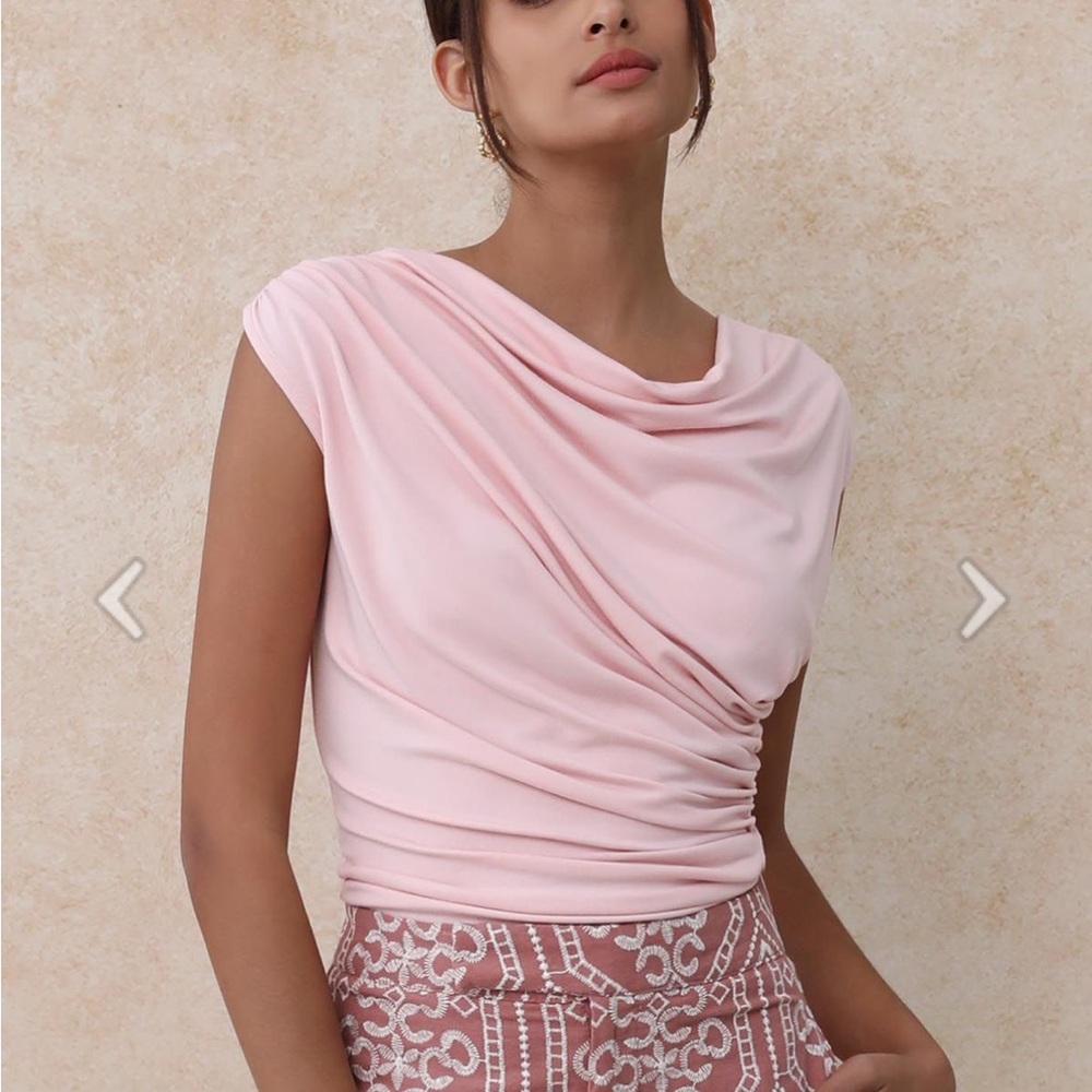 Chicwish Soft Pink Draped Blouse